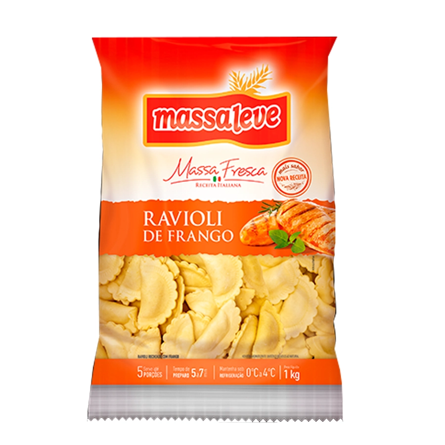 Ravioli Massa Leve Frango Pct 1kg