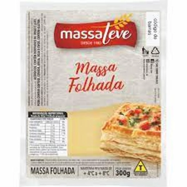 Massa Folhada Laminada Congelada MASSA LEVE 300g