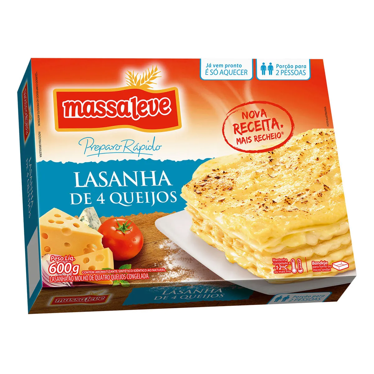 Lasanha Massaleve 600gr Quatro Queijos