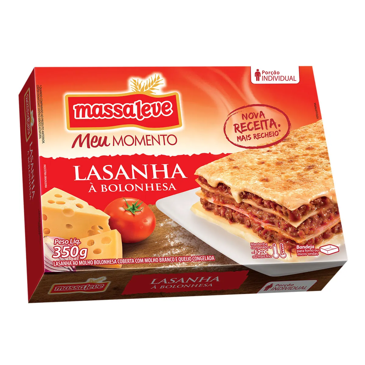 Lasanha à Bolonhesa com Molho Branco e Queijo Massa Leve 350g
