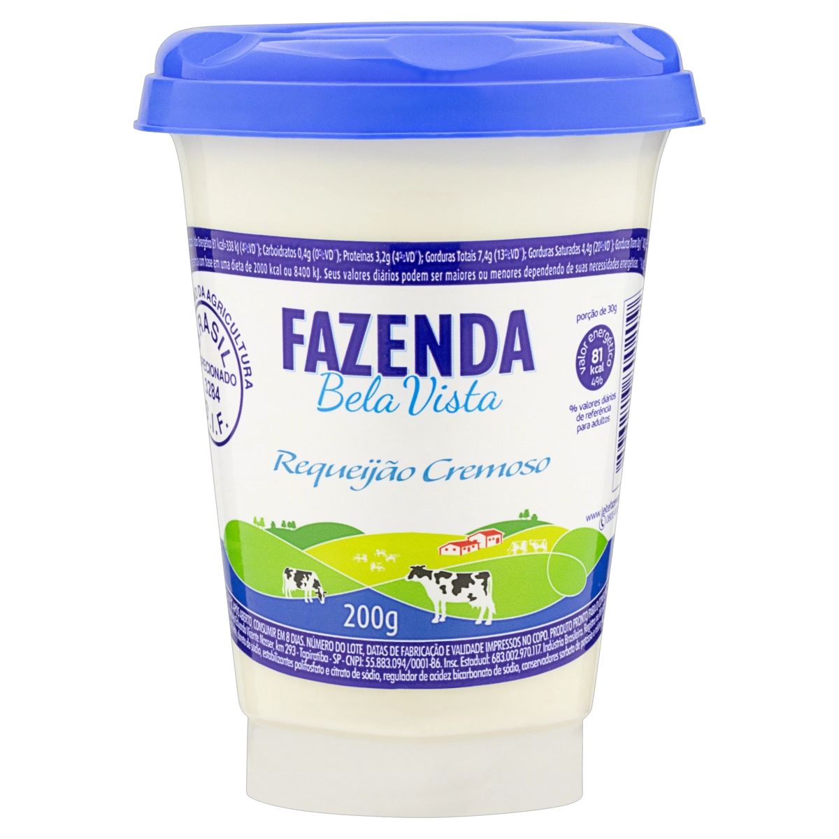 Requeijão Cremoso Fazenda Bela Vista Copo 200g
