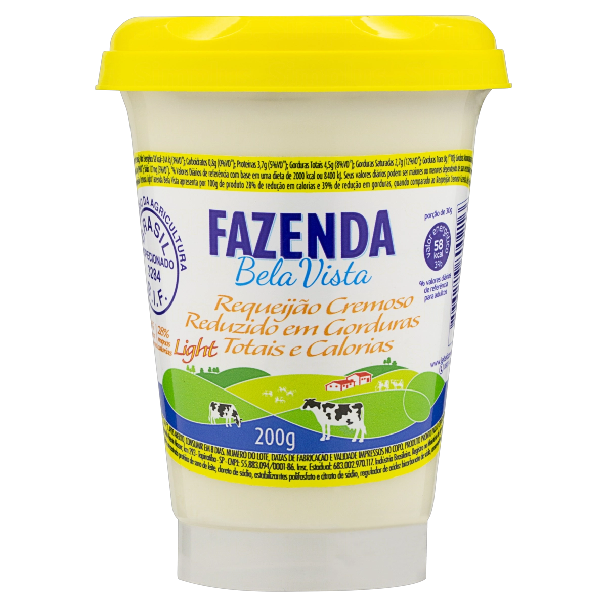 Requeijão Cremoso Light Fazenda Bela Vista Copo 200g