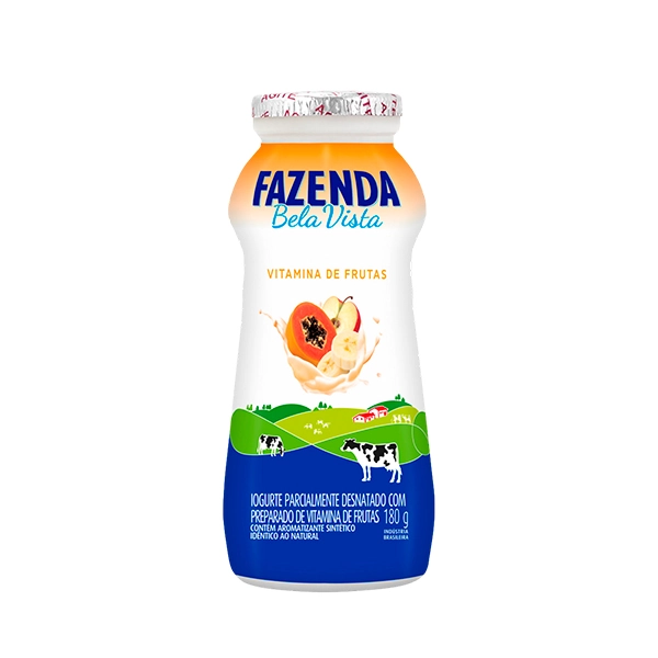 Iogurte Parcialmente Desnatado Vitamina De Frutas Fazenda Bela Vista Frasco 180g