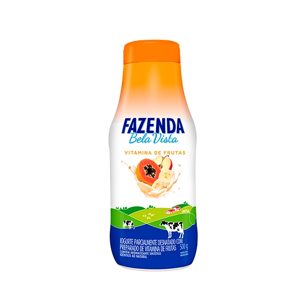 Iogurte Parcialmente Desnatado Vitamina De Frutas Fazenda Bela Vista Frasco 500g