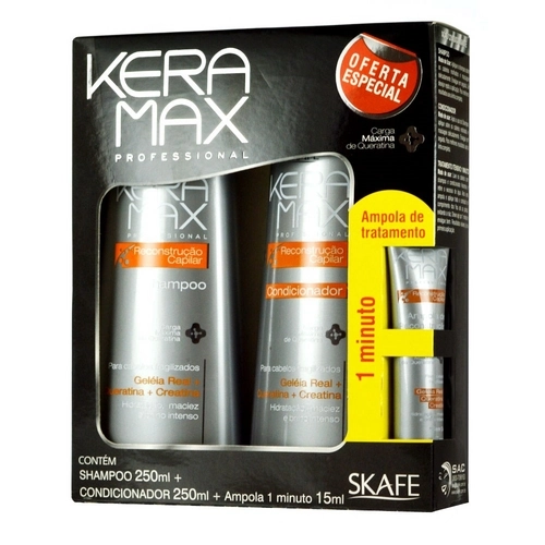 Keramax Reconstrução Capilar Kit Shampoo Condicionador Ampola