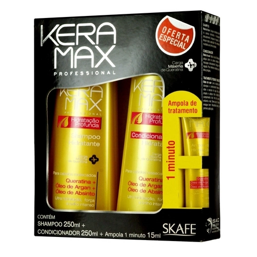 Keramax Hidratação Profunda Kit Shampoo Condicionador Ampola