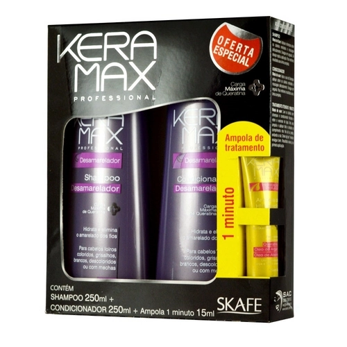 Keramax Desamarelador Kit Shampoo Condicionador Ampola