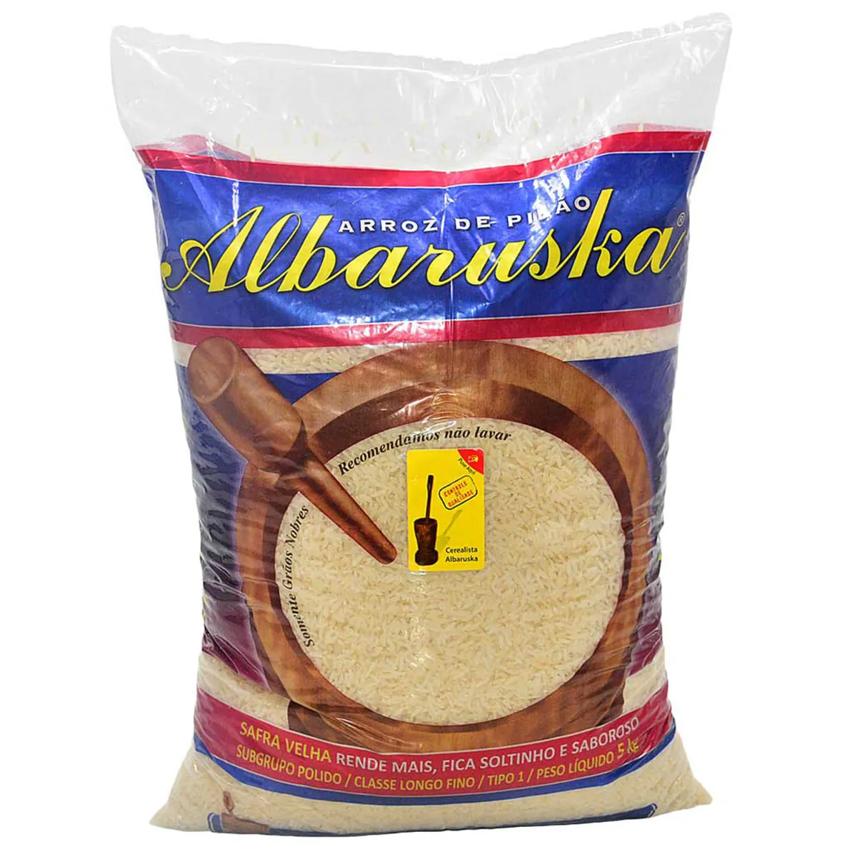Arroz Agulhinha de Pilão Tipo 1 ALBARUSKA Pacote 5kg