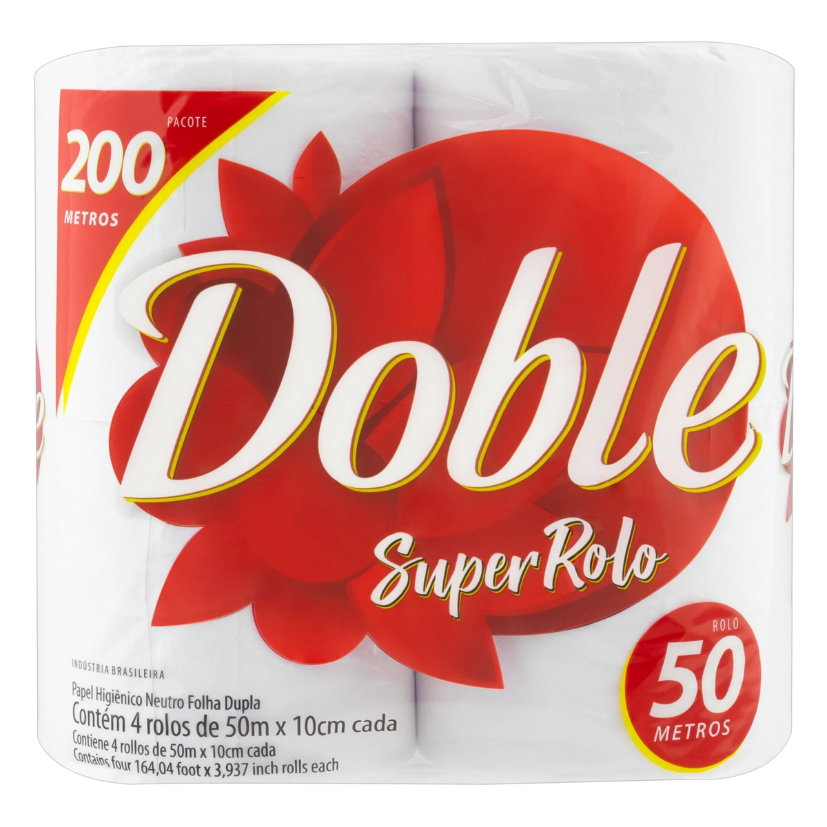 Papel Higiênico Folha Dupla Neutro Doble 50m Pacote 4 Unidades