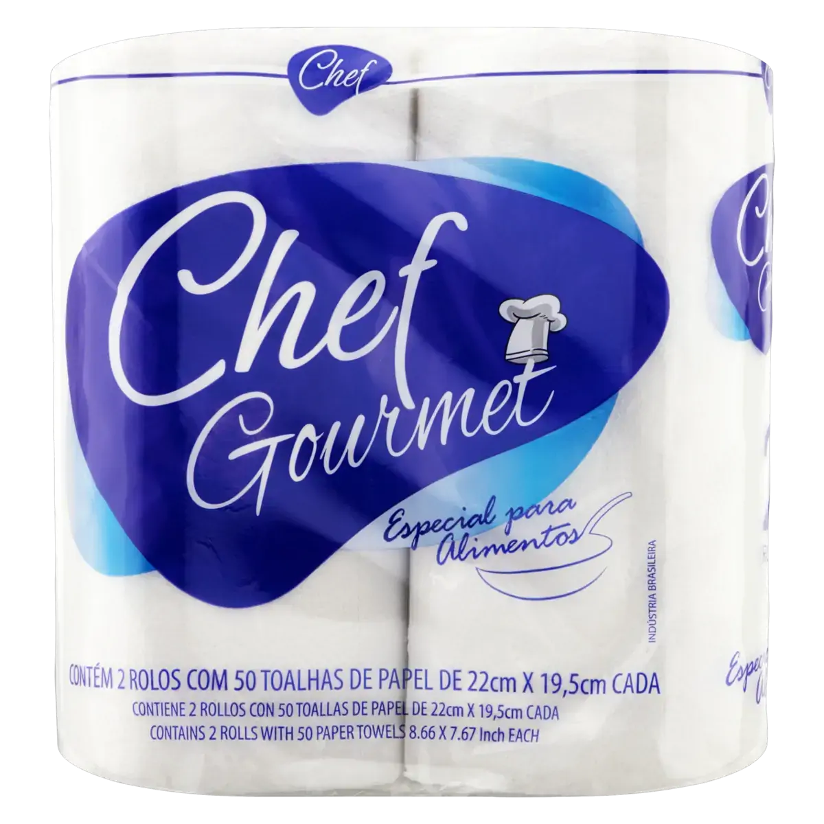 Toalha De Papel Folha Dupla Chef Gourmet 22cm X 19,5cm Pacote 2 Unidades
