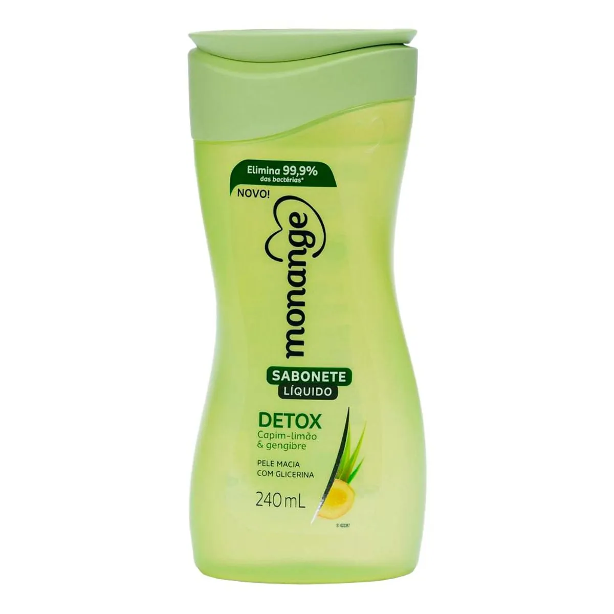 Sabonete Líquido Capim Limão Gengibre Monange Detox Frasco 240ml