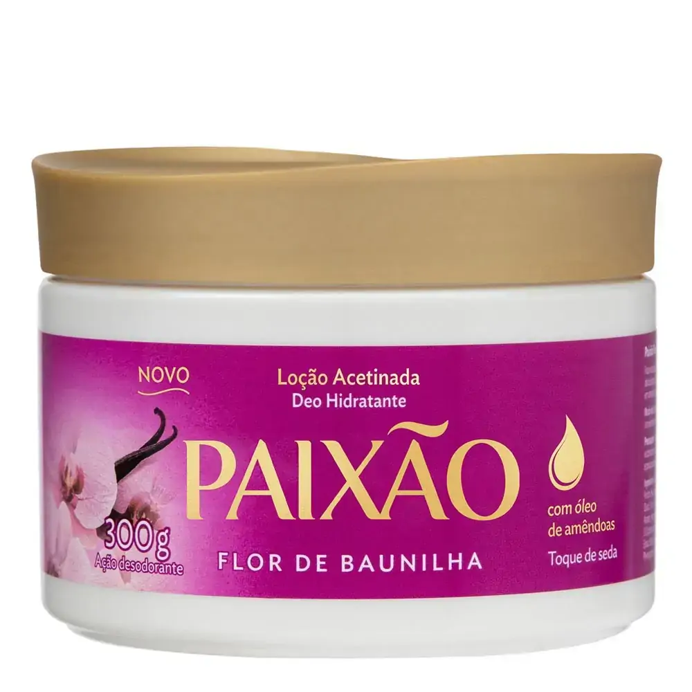 Loção Corporal Deo Hidratante Acetinada Flor De Baunilha Paixão Pote 300g