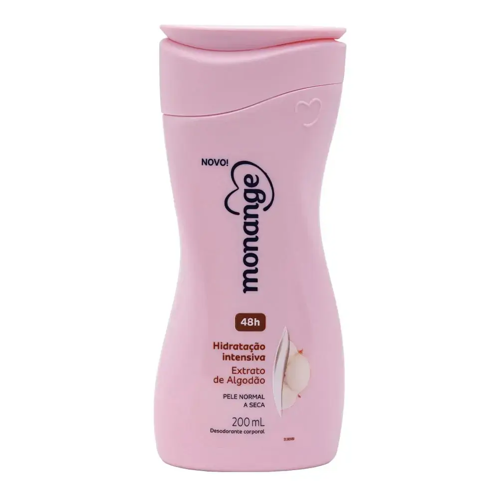 Desodorante Corporal Extrato De Algodão Monange Hidratação Intensiva Frasco 200ml