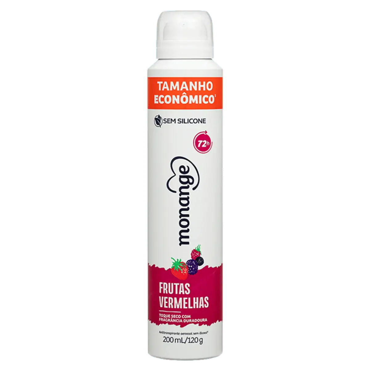 Antitranspirante Aerossol Frutas Vermelhas Monange 200ml Spray Tamanho Econômico