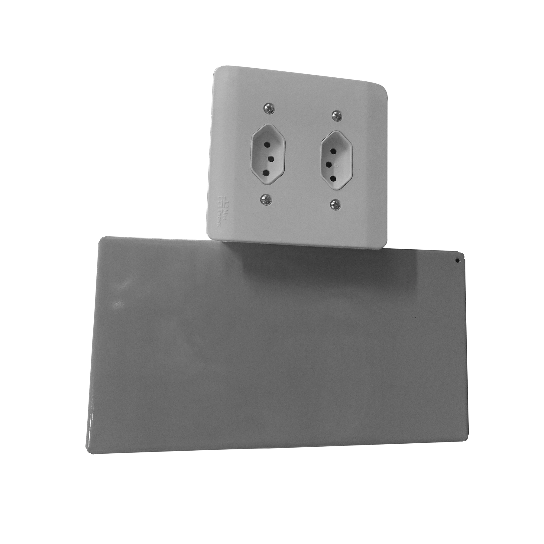Cofre Tomada Chave 5L 14x26x9,5cm Embutir Aço Prata