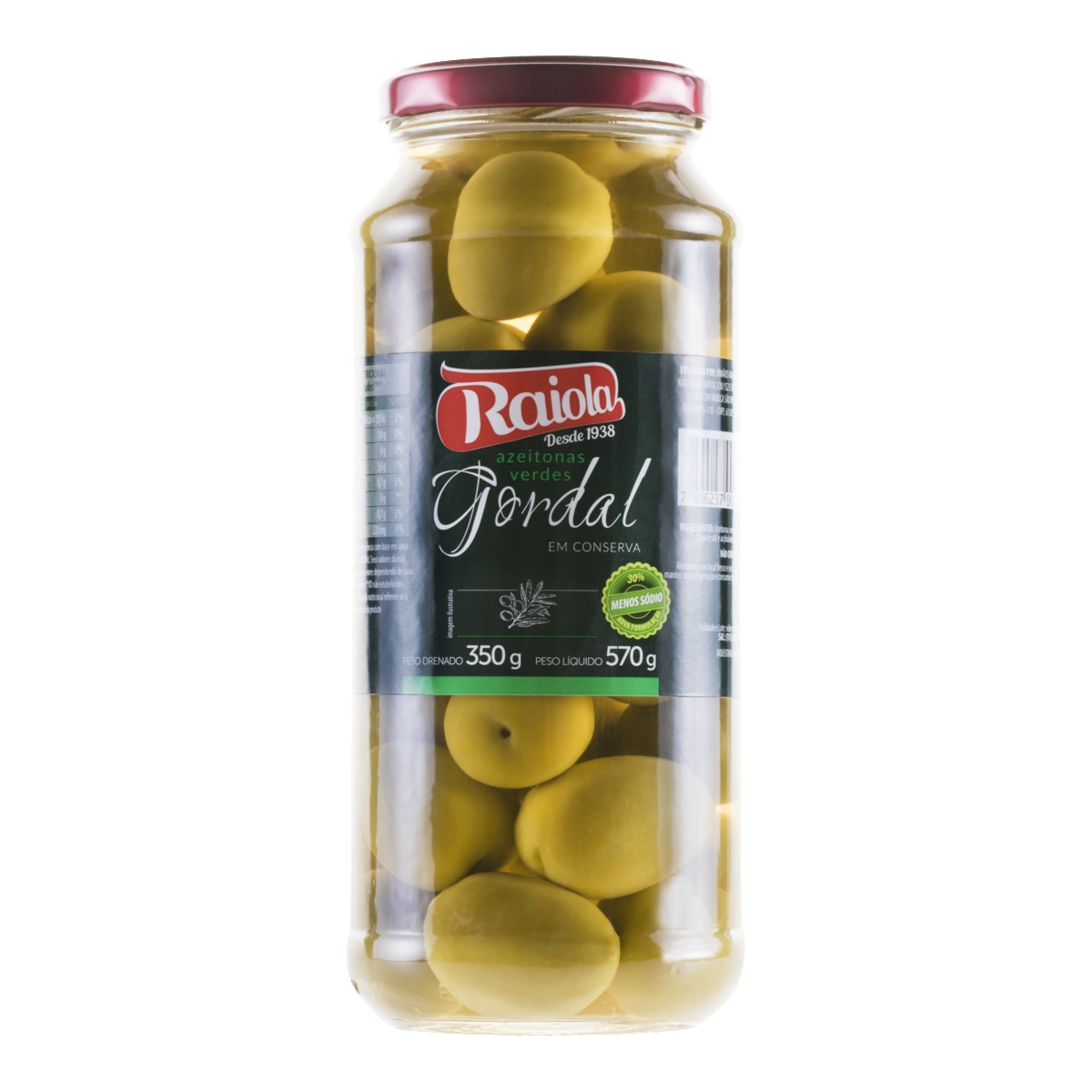 Azeitona Verde Em Conserva Gordal Raiola Vidro 350g