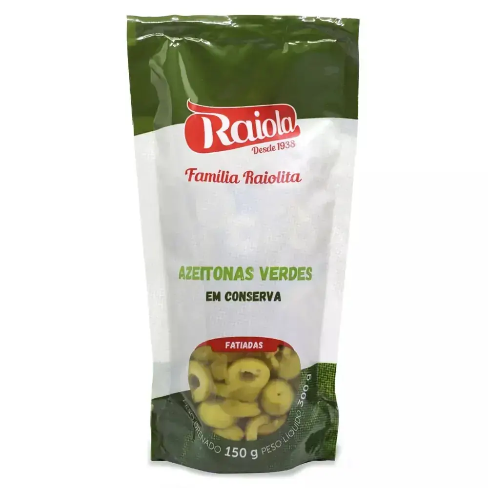 Azeitona Verde Em Conserva Fatiada Raiola Família Raiolita Sachê 150g