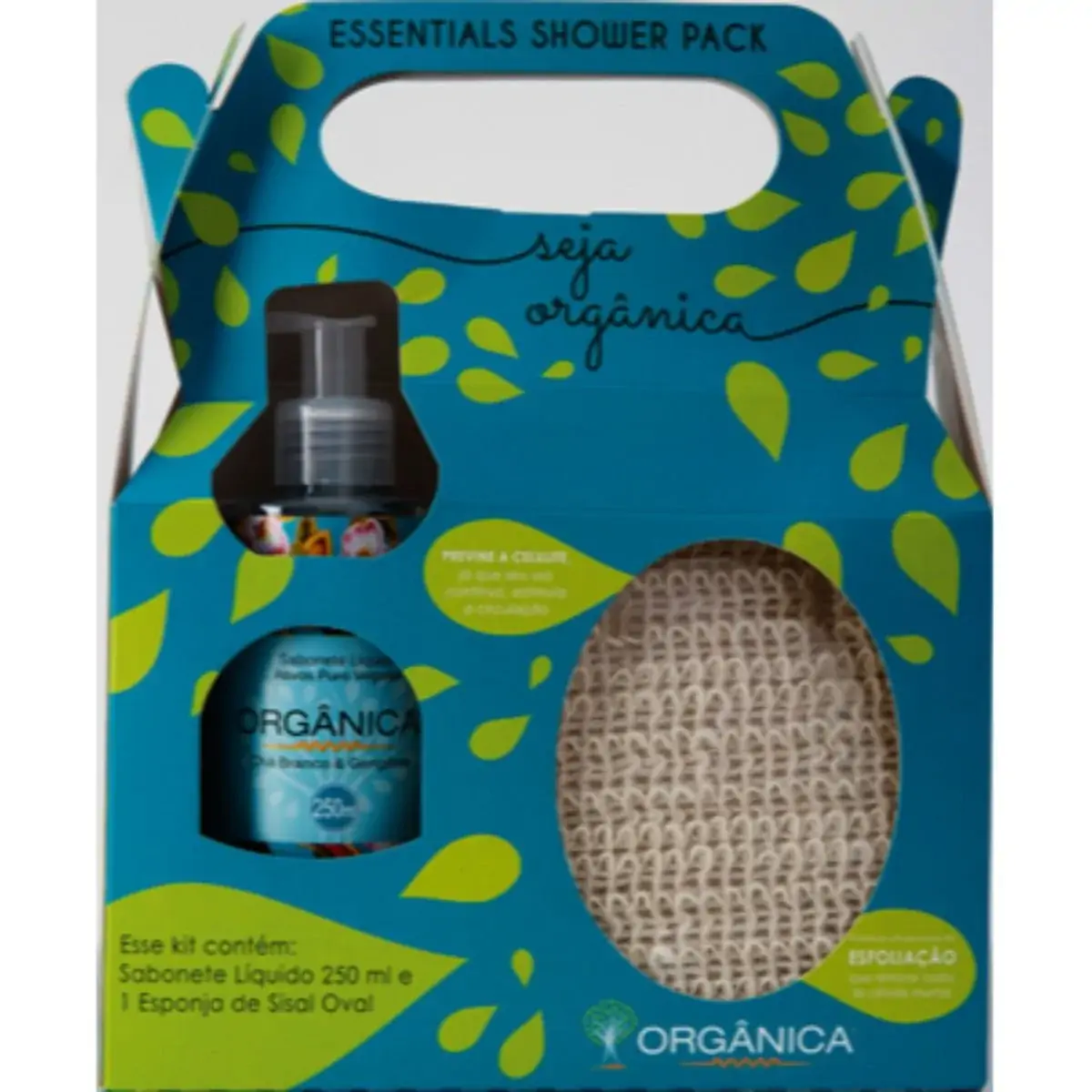 Kit Shower Esponja Oval e Sabonete Líquido ORGÂNICA 250ml