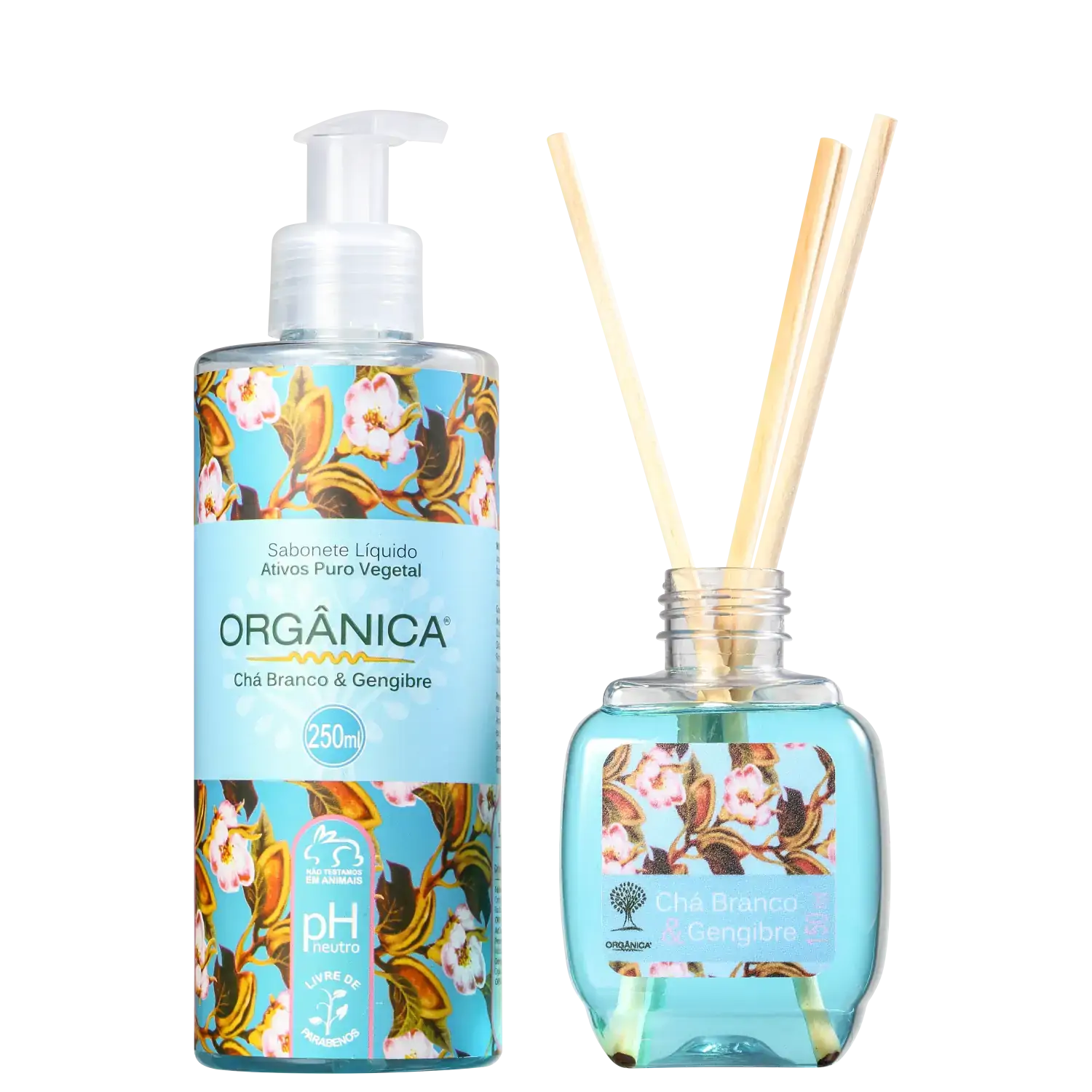Kit Sabonete Líquido 250ml Difusor 150ml Orgânica Puro Vegetal
