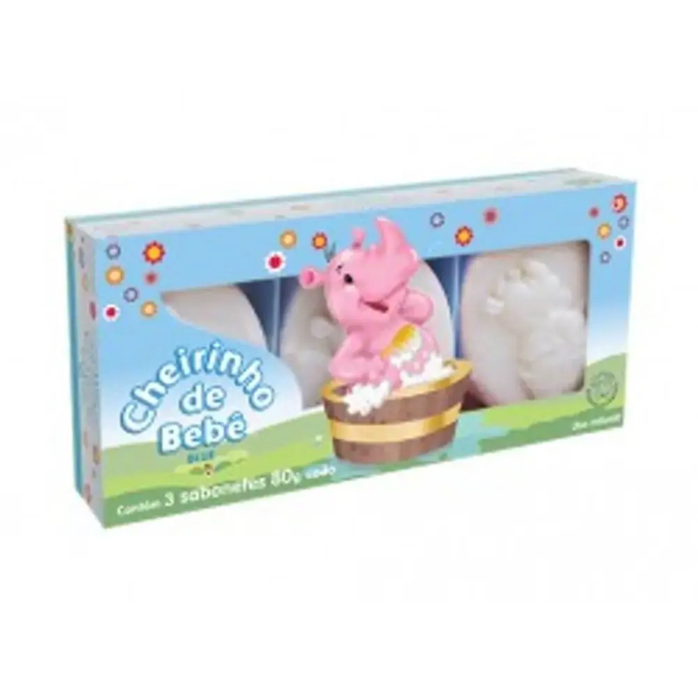 Estojo Cheirinho De Bebe Blue C/3 Sabonete 80g Cad