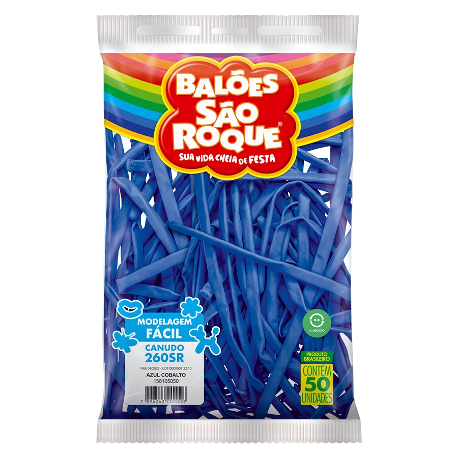 Baloes Sao Roque Canudo Azul Cobalto Pct