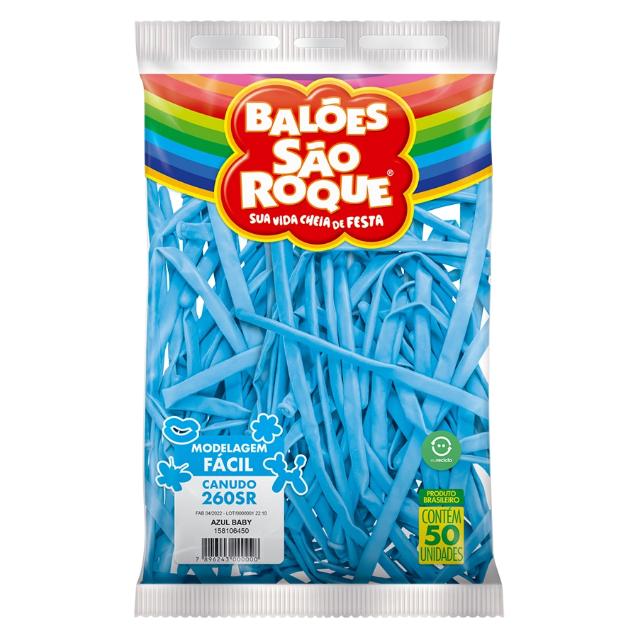 Balao Canudo Azul Bebe C/50 Sao Roque