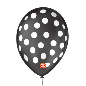 Balão São Roque N 9 C/25 Poá Preto Com Branco