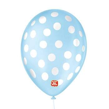 Balao N9 Bolinha Azul Baby/brc C/25 Sao Roque