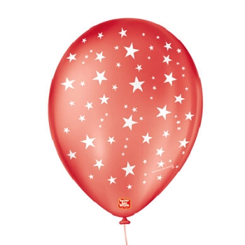 Balao 9 Tema Estrela C/25 Vermelho Quent