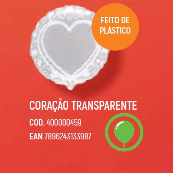 Balao Bolha Transparente 24 61cm Coracao Sao Roque
