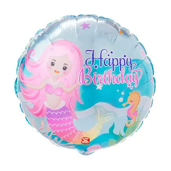 Balao Metalizado Redondo 18 Sereia 45cm Sao Roque