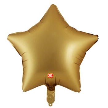 Balao Metalizado Estrela 18 Fosco Dourado 45cm