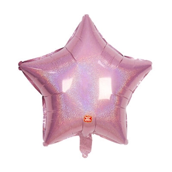 Balao Metalizado Estrela Glitter 18 Rosa 45cm