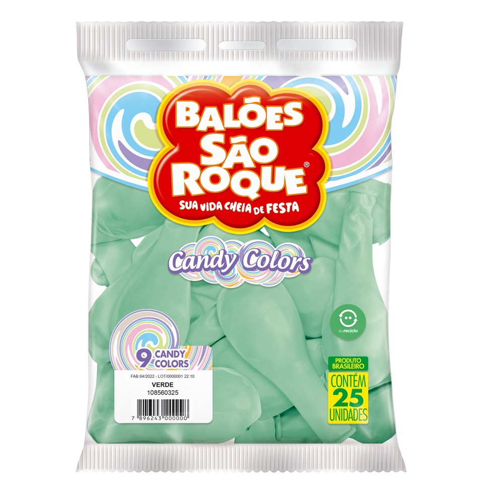 Balao N9 Candy Colors C/25 Verde Sao Roque