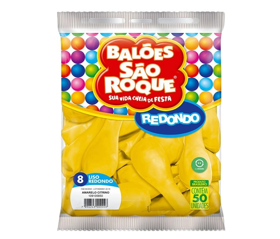 Balao Sao Roque N08 Redondo Amarela Citrino C/50un