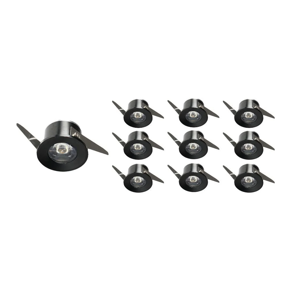 10 Spots De Embutir Para Móvel Nordecor Elysa Redondo Led 1w Bivolt Preto 3000k Luz Amarela