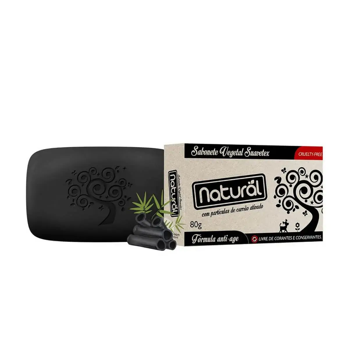 Sabonete Vegetal com Carvão Ativado - Suavetex 80g
