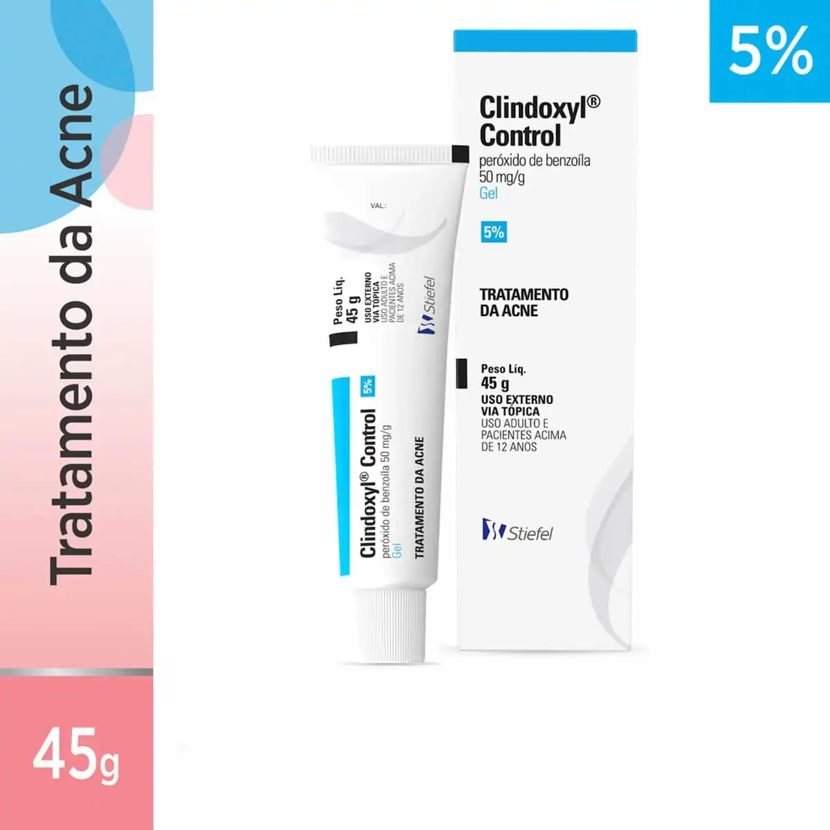 Clindoxyl Control 50mg/g 5 Stiefel Caixa 45g Gel