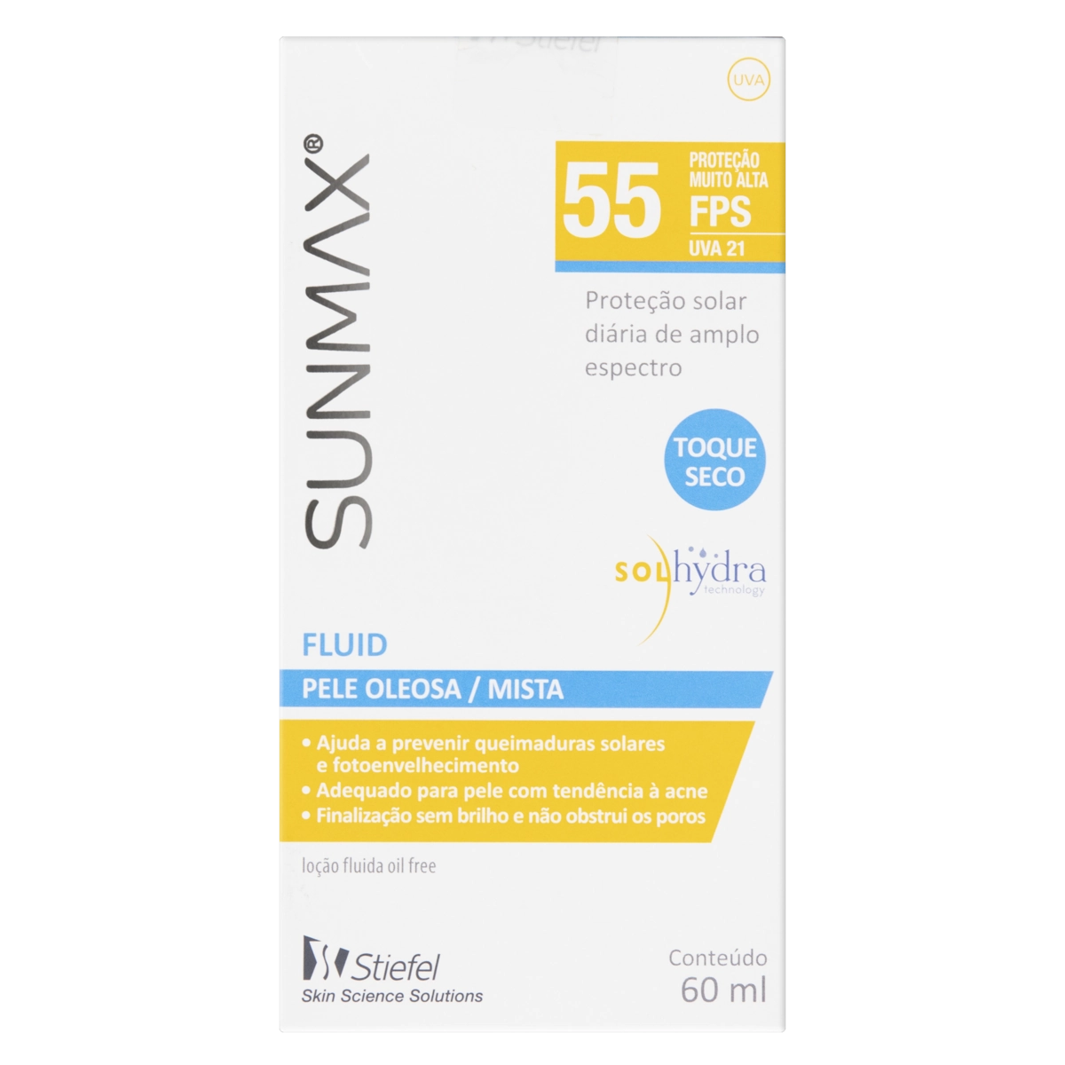 Protetor Solar Toque Seco Fluid Fps 55 Sunmax Caixa 60ml