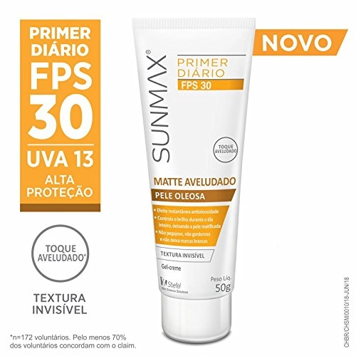 Protetor Solar para Pele Oleosa Sunmax Primer Diário Matte Aveludado FPS 30 Gel Creme com 50g