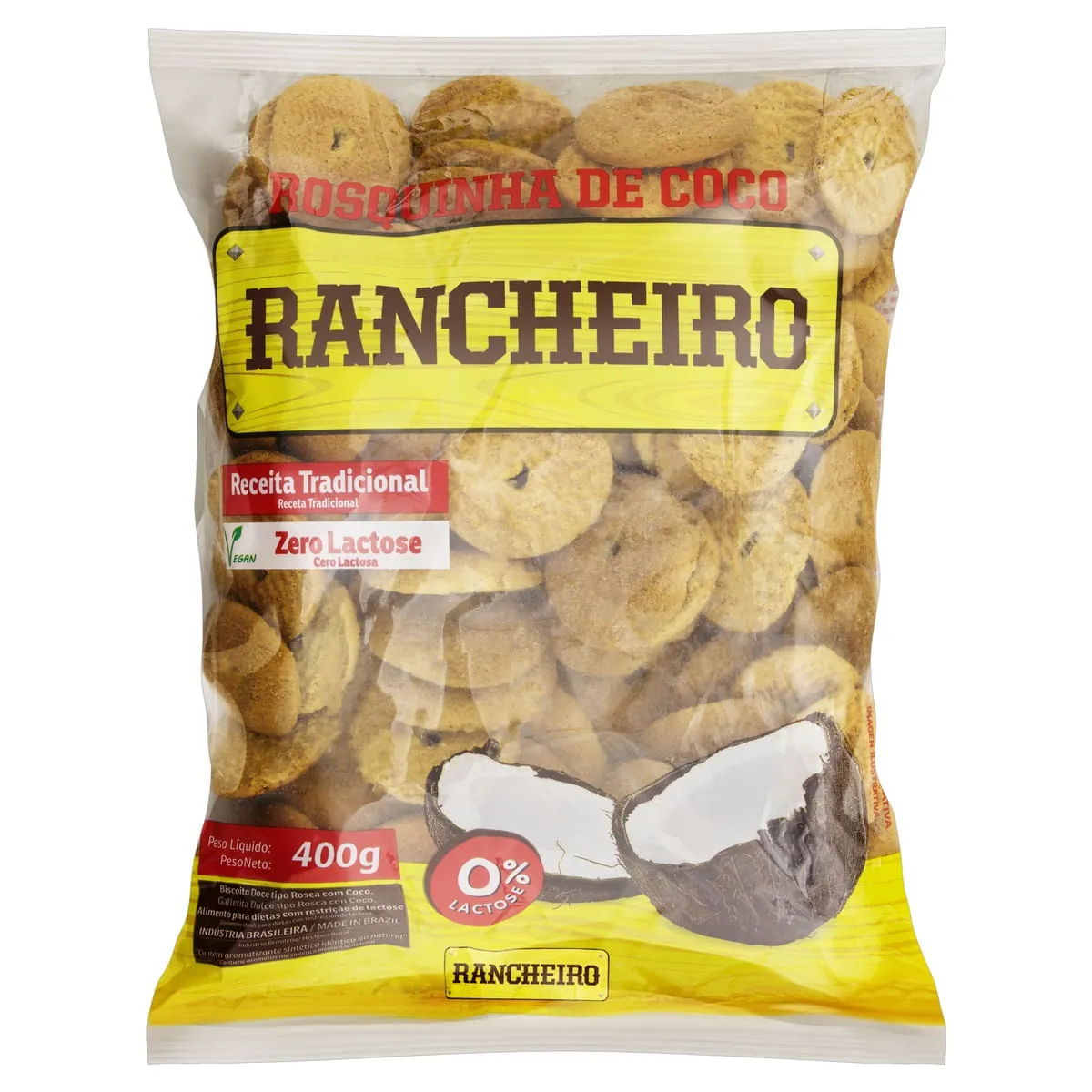 Biscoito Rosquinha Coco Zero Lactose Rancheiro 400g