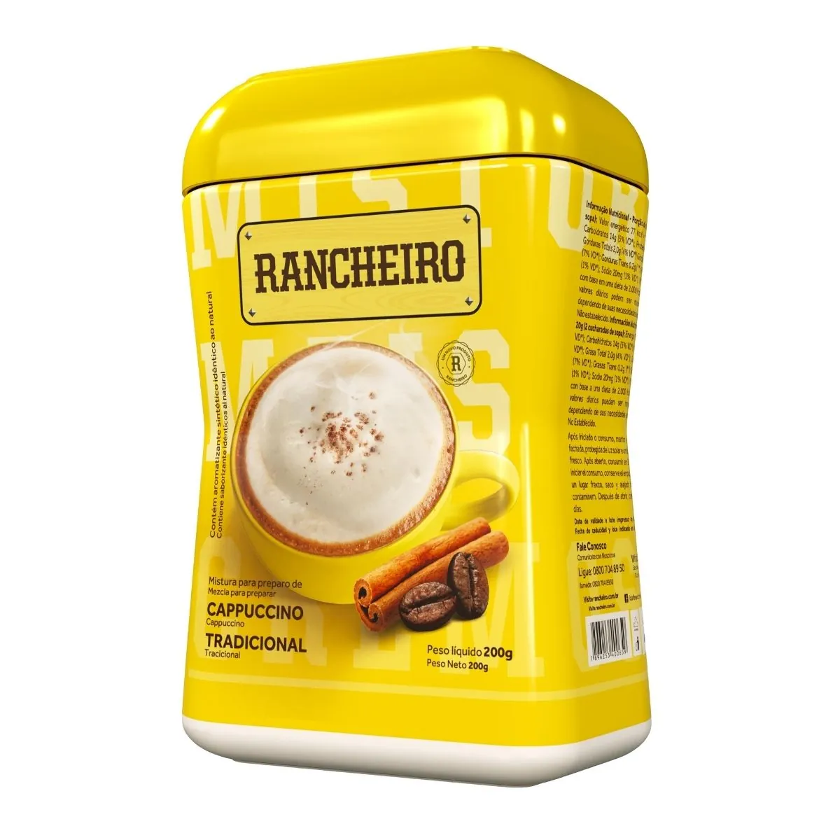 Cappuccino Solúvel Tradicional Rancheiro Pote 200g