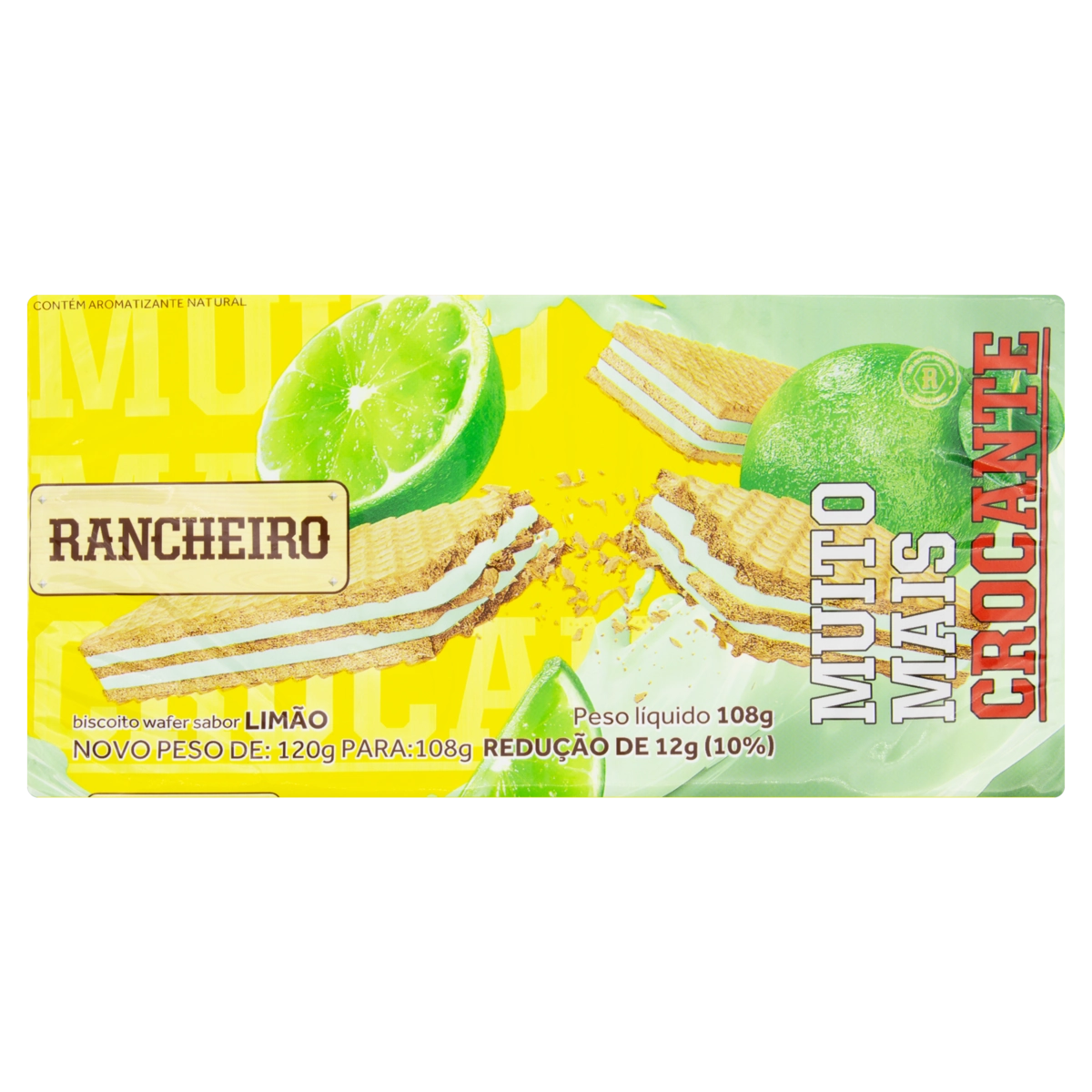 Biscoito Wafer Recheio Limão Rancheiro Pacote 108g