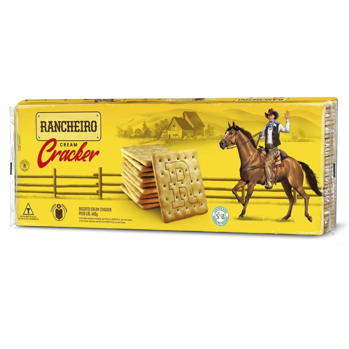 Biscoito Cream Cracker  Sem Lactose Vegano Rancheiro 600 g