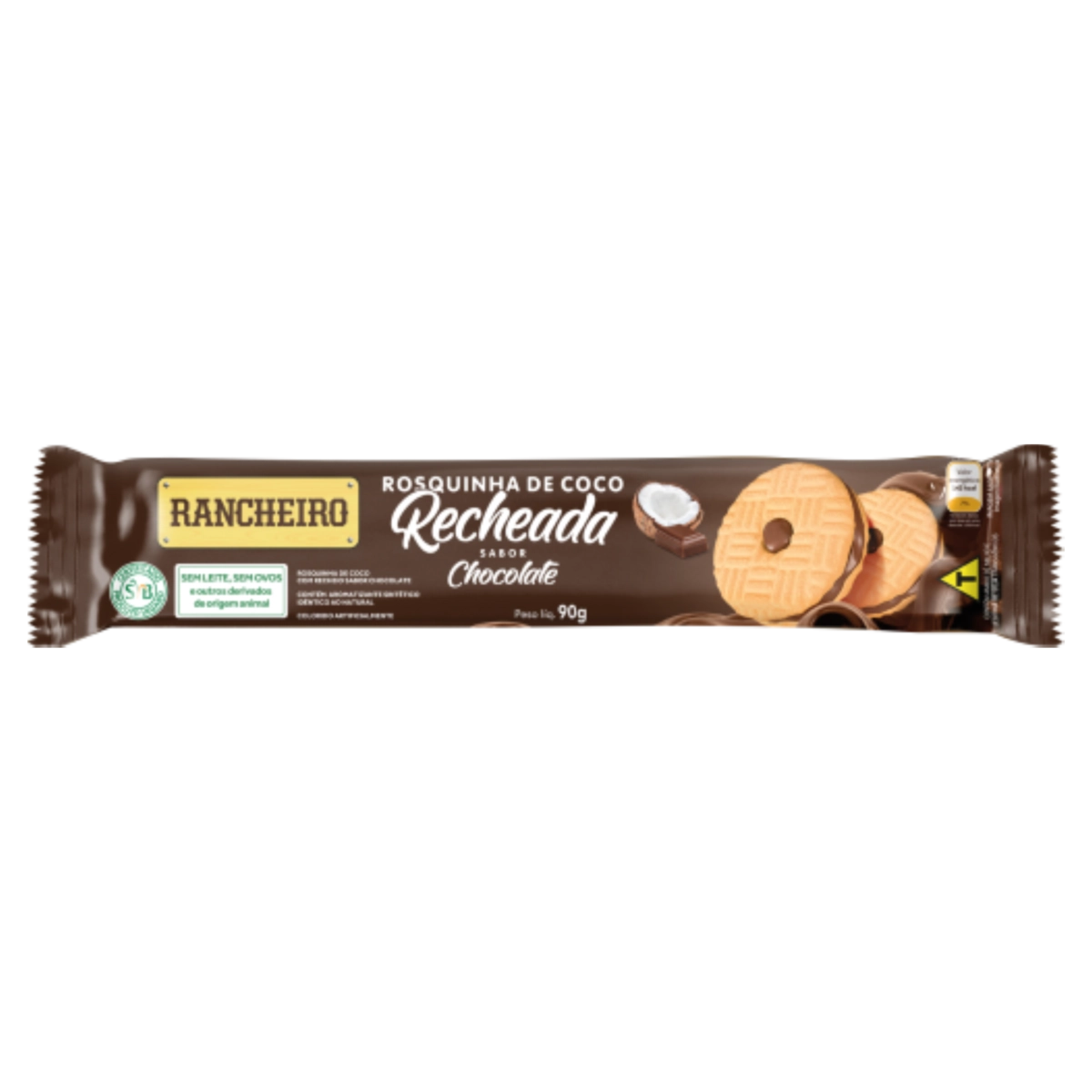 Rosquinha de Coco Recheada RANCHEIRO Sabor Chocolate 90g