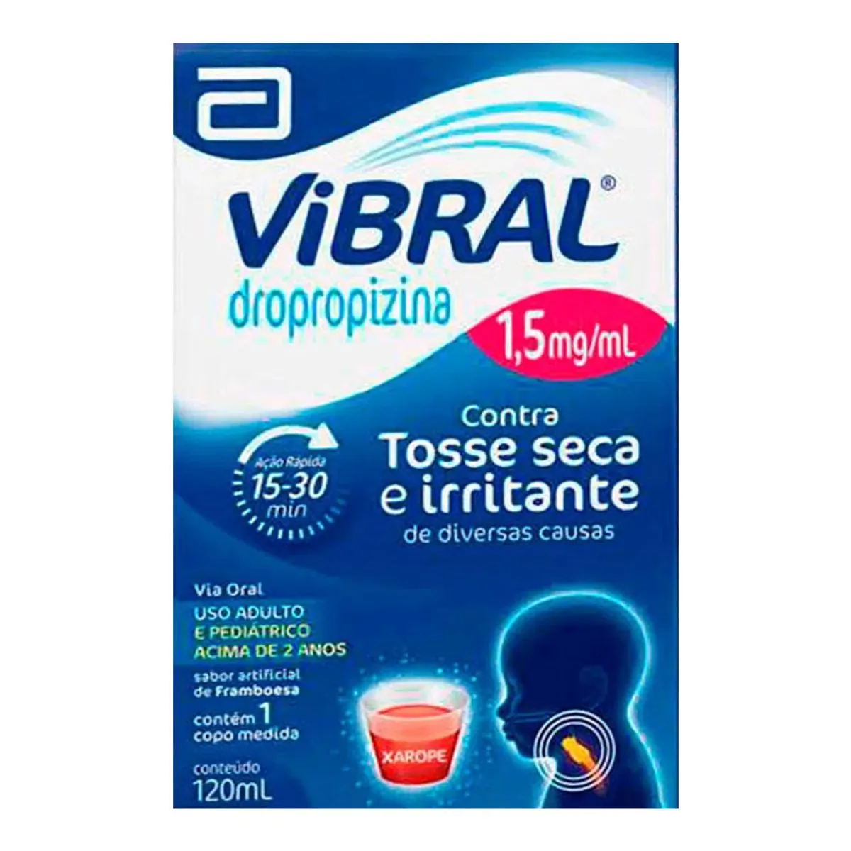 Xarope Vibral 1,5mg/ml Framboesa Abbott Caixa 120ml Copo Medida