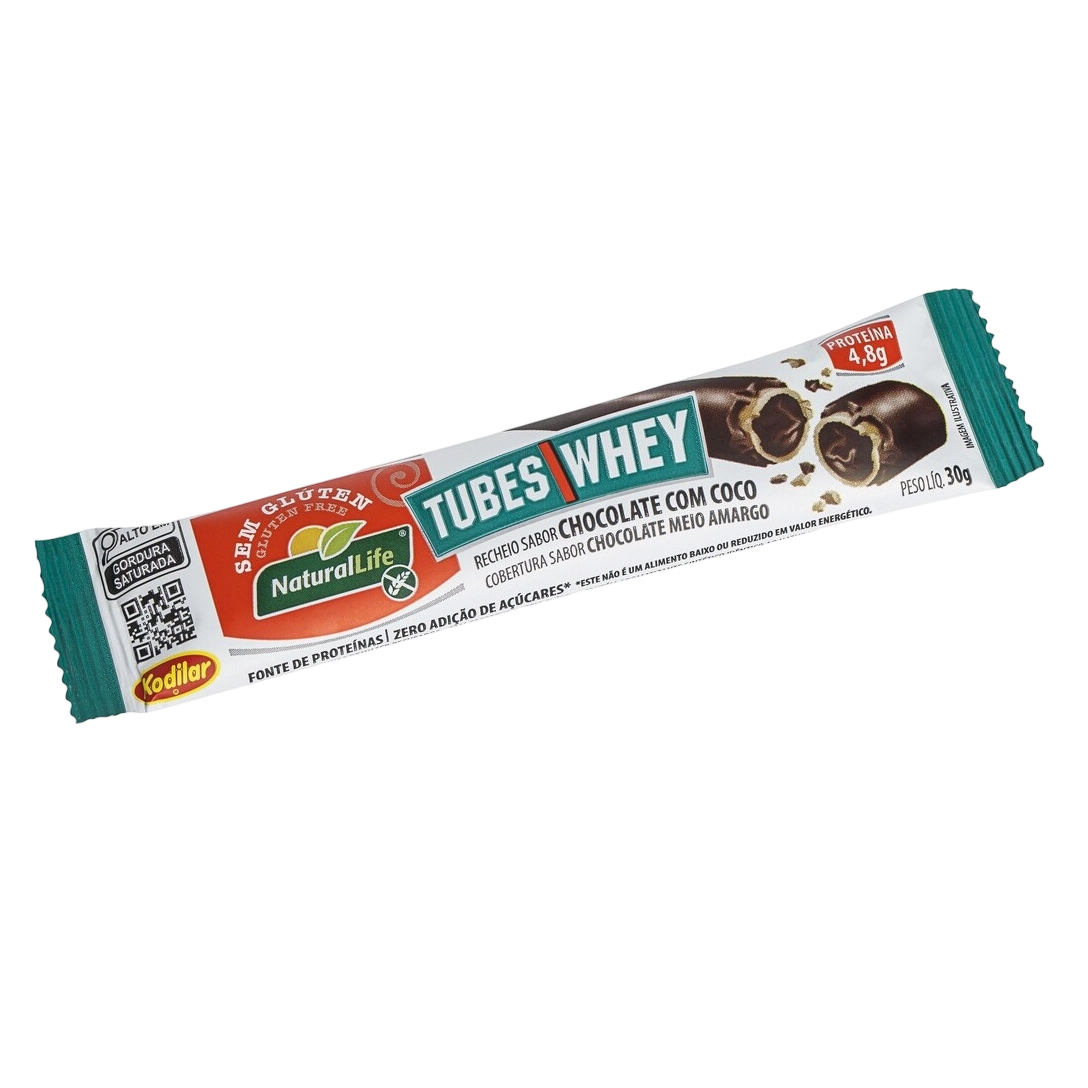 Bisc Wafer Natural Life Tubes Whey Choc/coco Cob Choc Meio Amar 30g