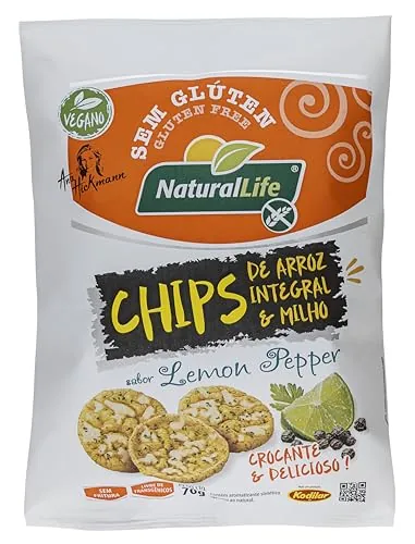 Chips Natural Life Arroz E Milho 70g Lemon Pepper S/ Gluten