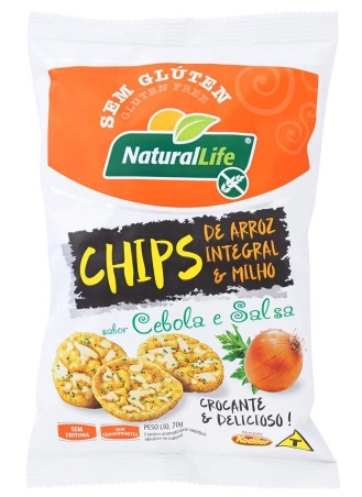 Chips de Arroz Integral e Milho sabor Cebola e Salsa 70g Natural Life