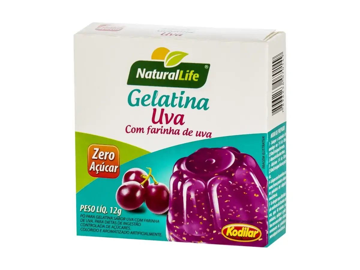 Gelatina Zero Açúcar Uva com Farinha Uva 12g Natural Life